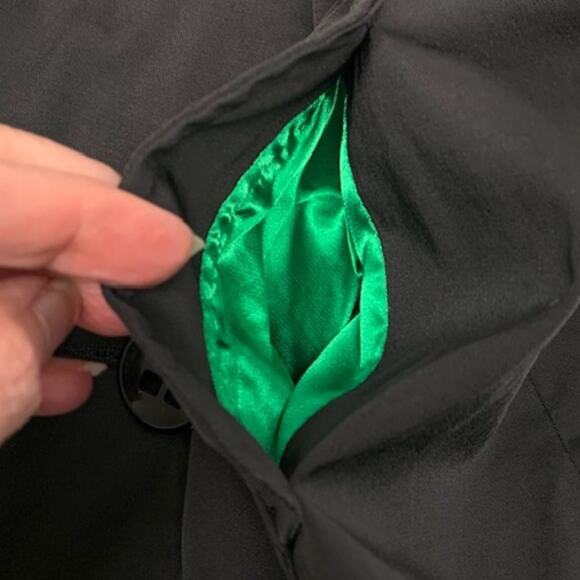 VERTIGO PARIS Black Cape Style Jacket Green Lining Coat | M - Picture 5 of 7